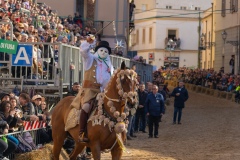 Oristano, Sardinia, ITALY - February 9th, 2024 - Su componidori leaders of the Sartiglia traditional horse race