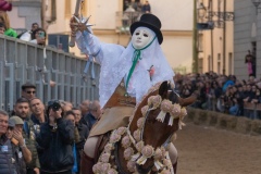 Oristano, Sardinia, ITALY - February 9th, 2024 - Su componidori leaders of the Sartiglia traditional horse race