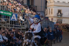 Oristano, Sardinia, ITALY - February 9th, 2024 -riders of the Sartiglia race directed by su componidori