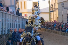 Oristano, Sardinia, ITALY - February 9th, 2024 -riders of the Sartiglia race directed by su componidori